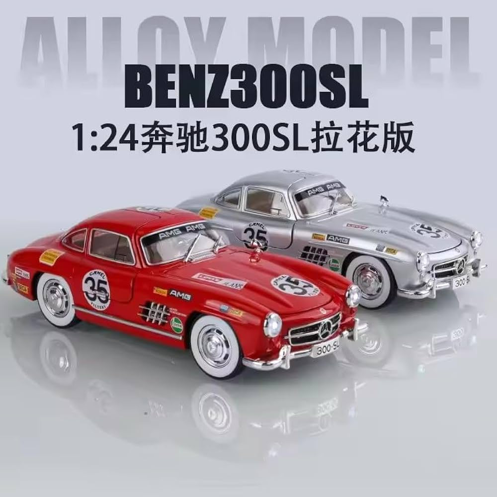 FEXXA 1:24 Scale MER-CEDES Ben-Z 300SL Die-Cast Metal Car Sport Car Openable Doors Light and Sound, Pull Back Function Indoor Outdoor